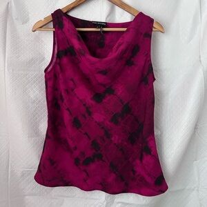 Halston Heritage Magenta and Black Sleeveless Blouse
